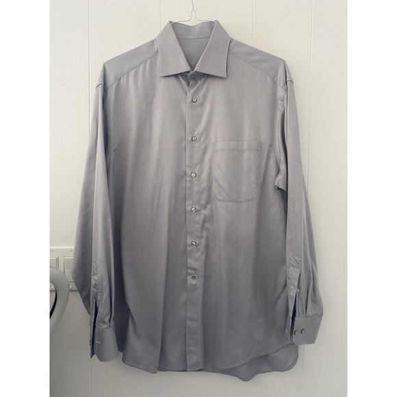 Vivint Other - VIV Made in Italy Luxury Men's Dress Shirt 16 34/35 Silver Grey Striped Cotton